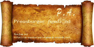Pressburger Agmánd névjegykártya